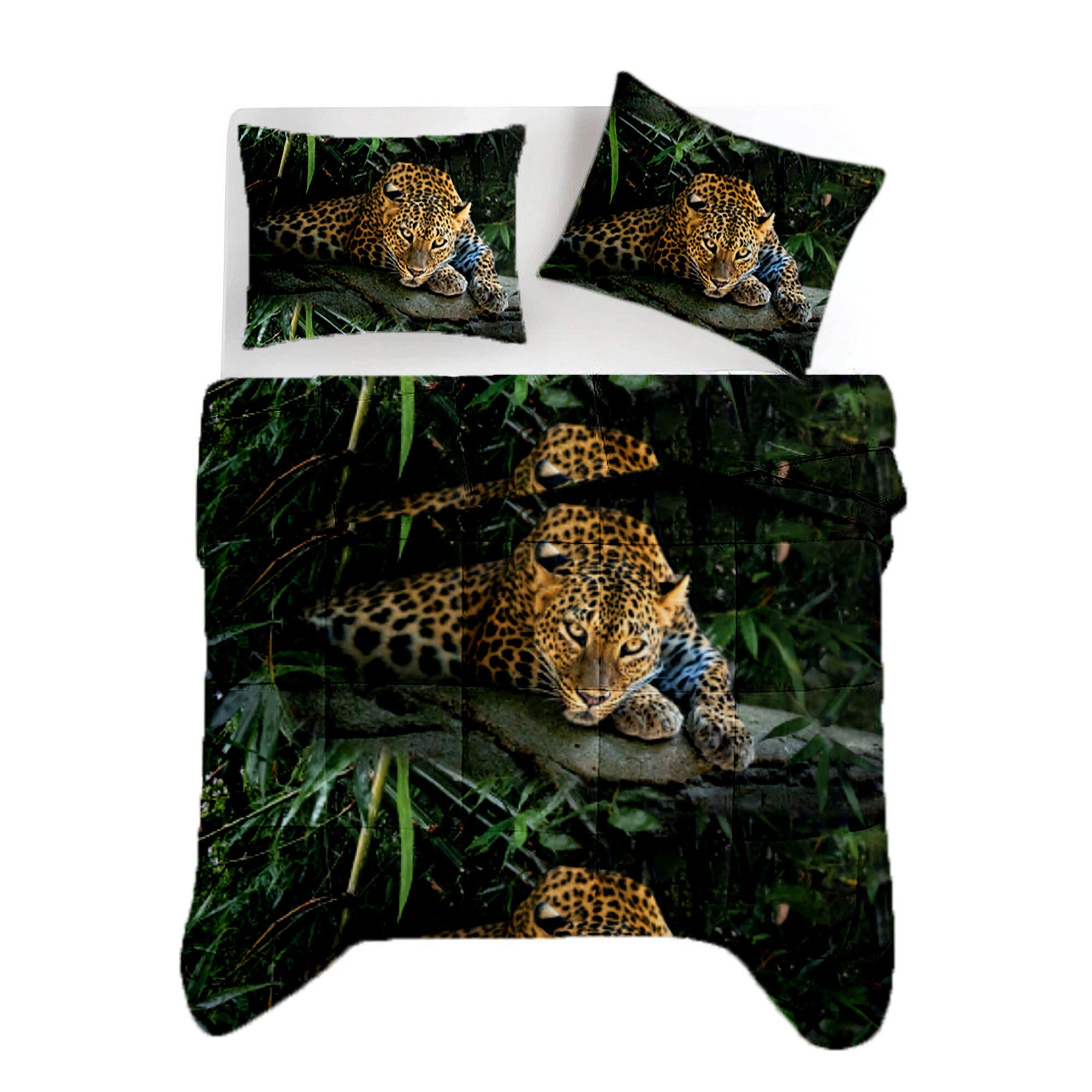 All-in One Lazy Dekbed Jungle Leopard Black - Dekbed met kussenslopen