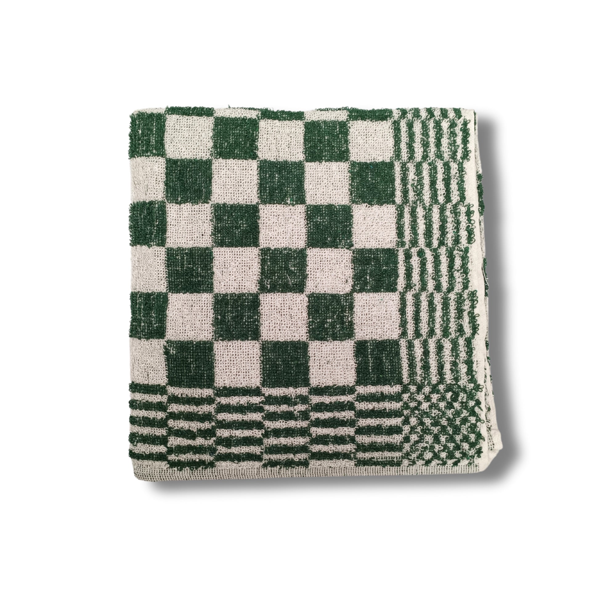 Katoenen Keuken Handdoek - Set van 3 stuks - Geblokt Groen