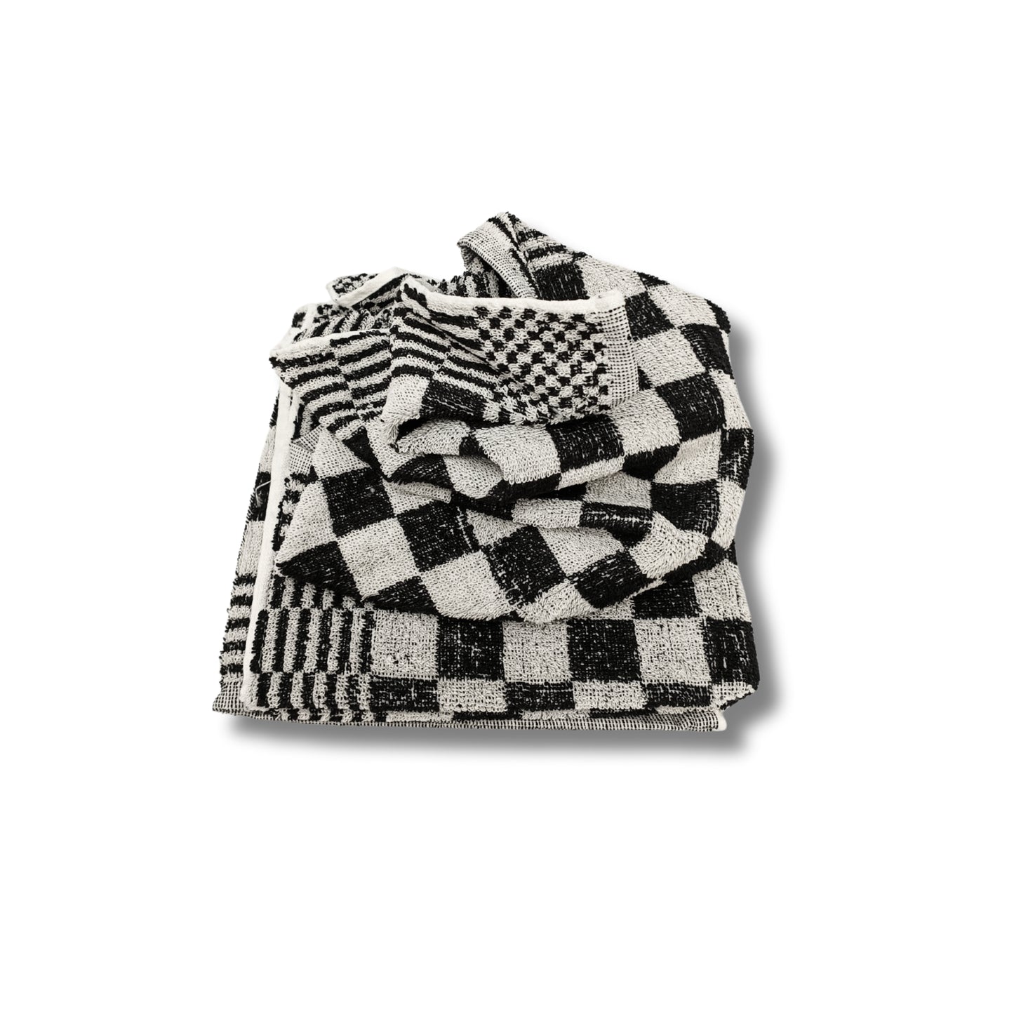 Katoenen Keuken Handdoek - Set van 3 stuks - Geblokt Zwart