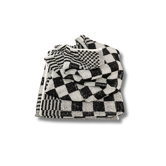 Katoenen Keuken Handdoek - Set van 3 stuks - Geblokt Zwart