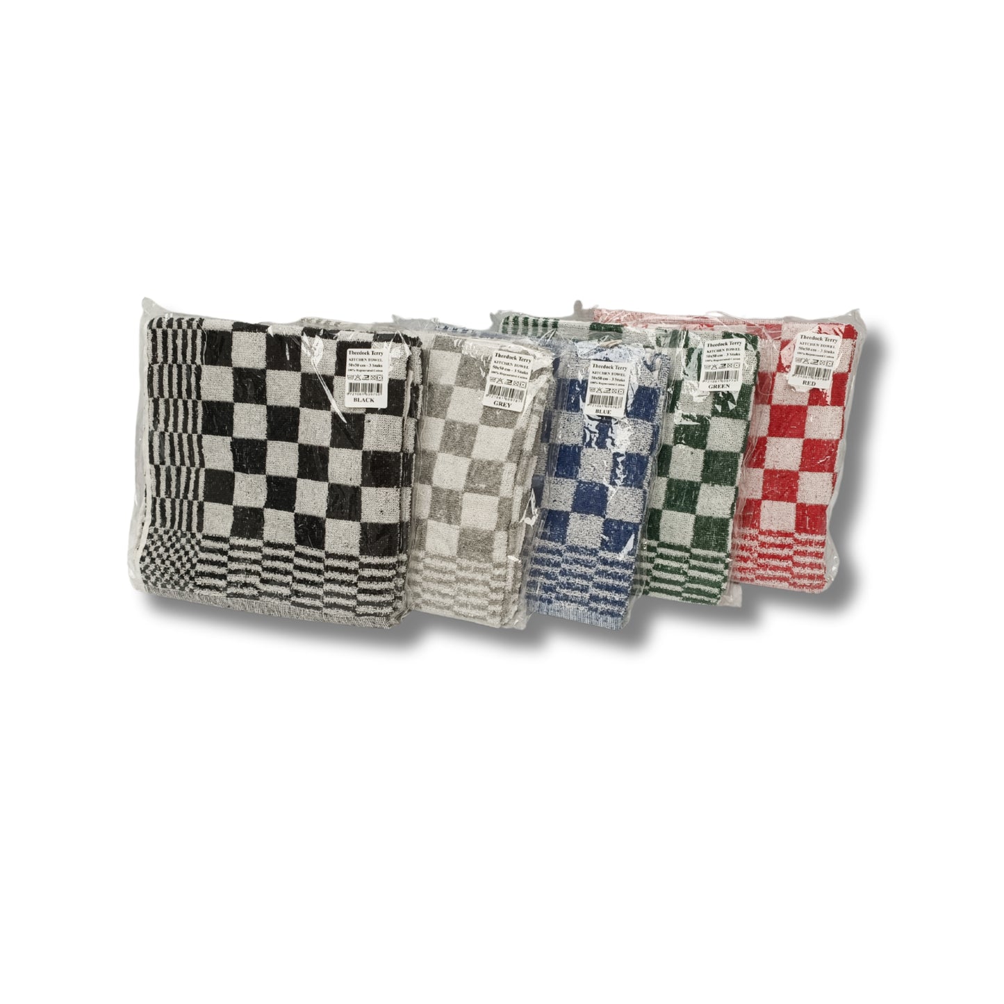 Katoenen Keuken Handdoek - Set van 3 stuks - Geblokt Zwart