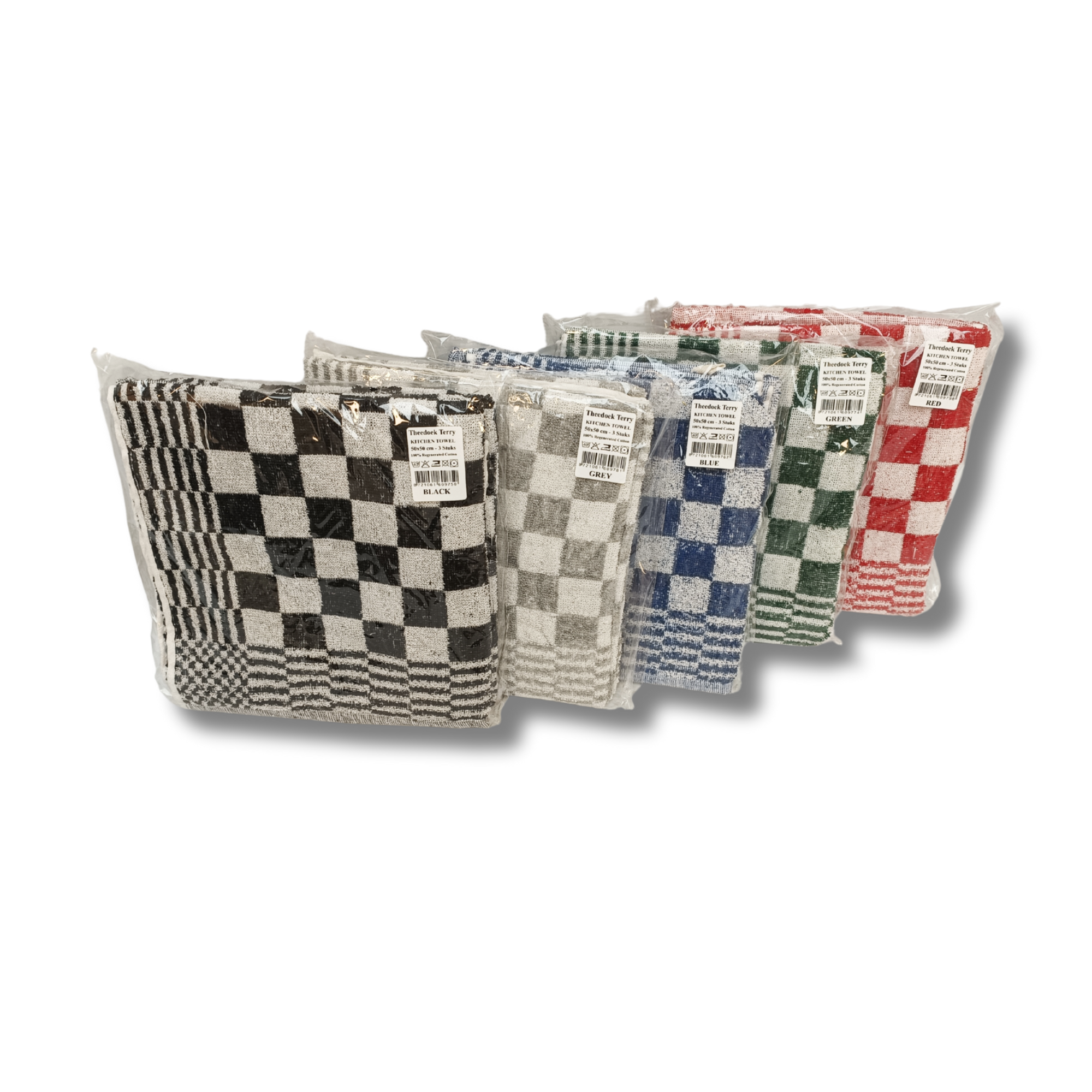 Katoenen Keuken Handdoek - Set van 3 stuks - Geblokt Zwart