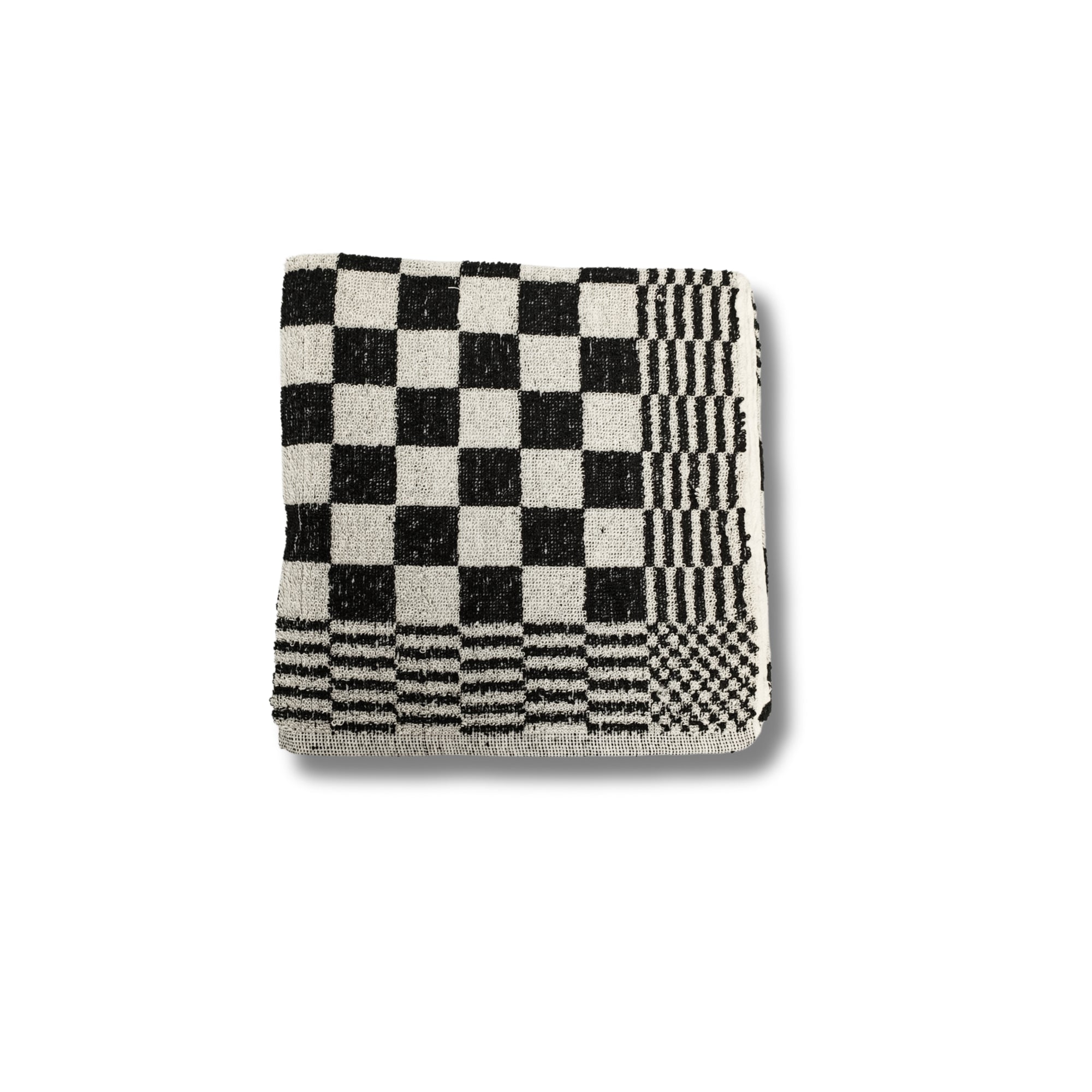 Katoenen Keuken Handdoek - Set van 3 stuks - Geblokt Zwart