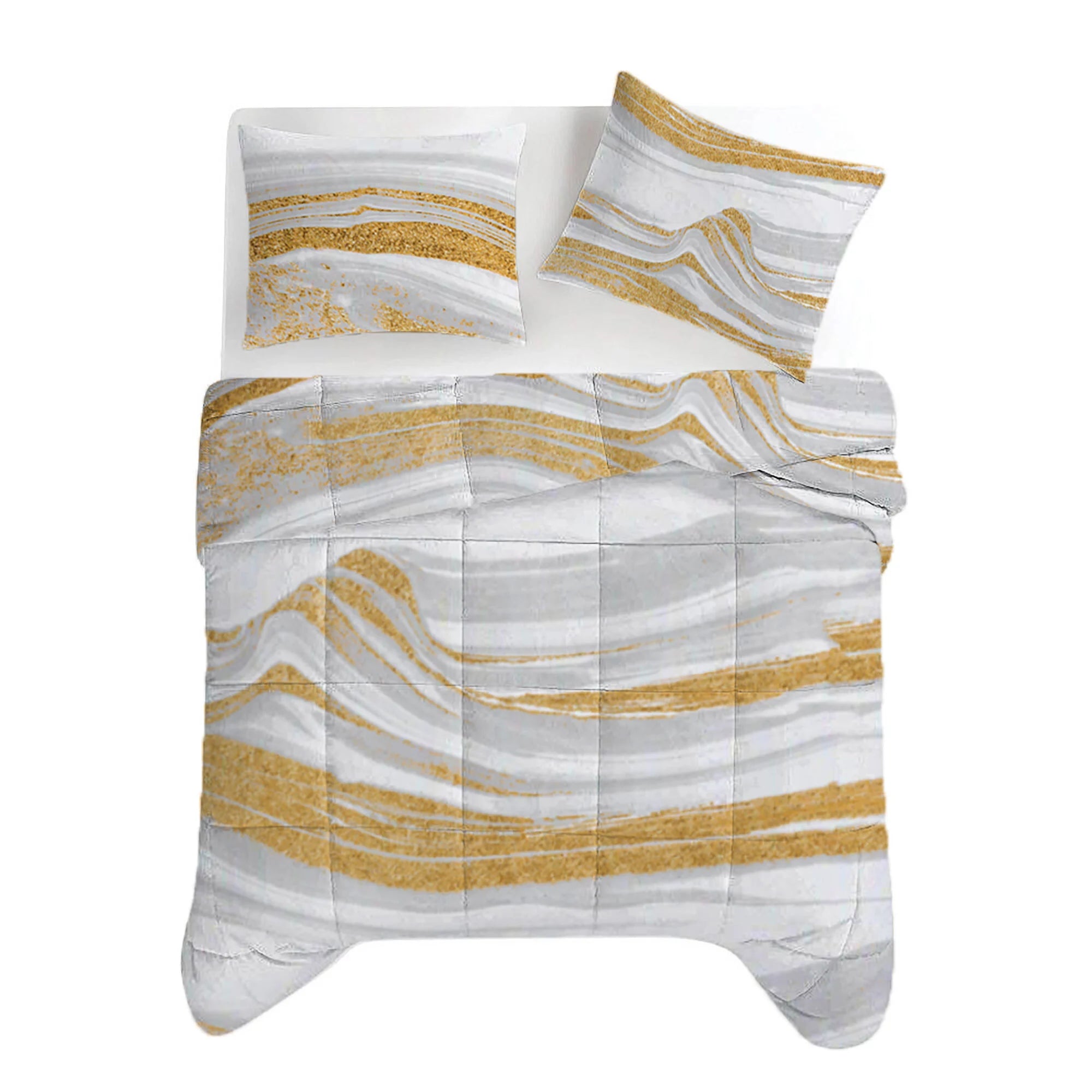 All-in One Lazy Dekbed Marble White Gold - Dekbed met kussenslopen