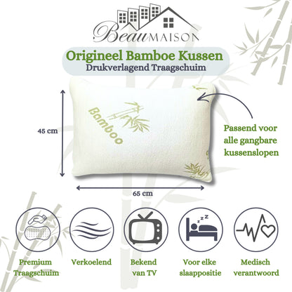 Origineel bamboe kussen met drukverlagend traagschuim