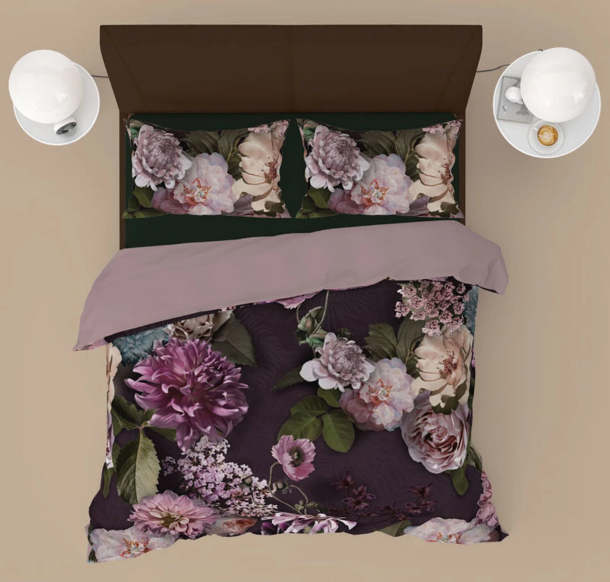 All-in One Lazy Dekbed Purple Flowers - Dekbed met kussenslopen