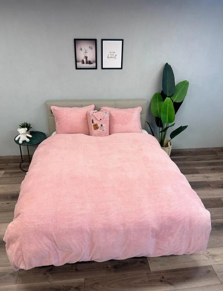 Teddy Fleece Dekbedovertrek Roze | Warm, Zacht & Luxe