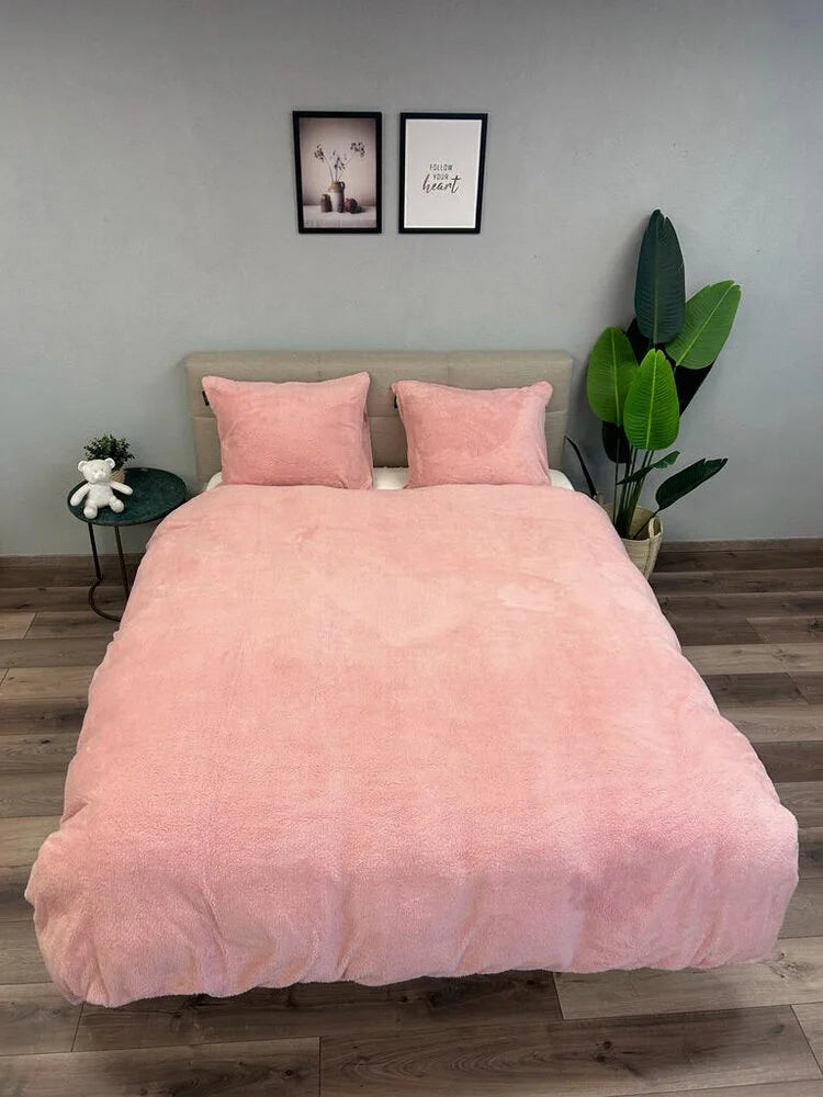 Teddy Fleece Dekbedovertrek Roze | Warm, Zacht & Luxe