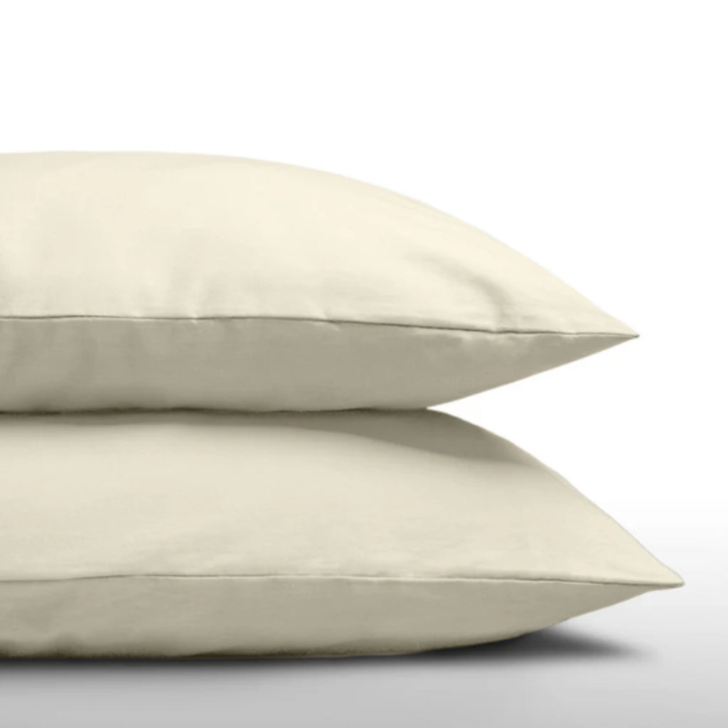 Set of 2 Percale Cotton Pillowcases Sand