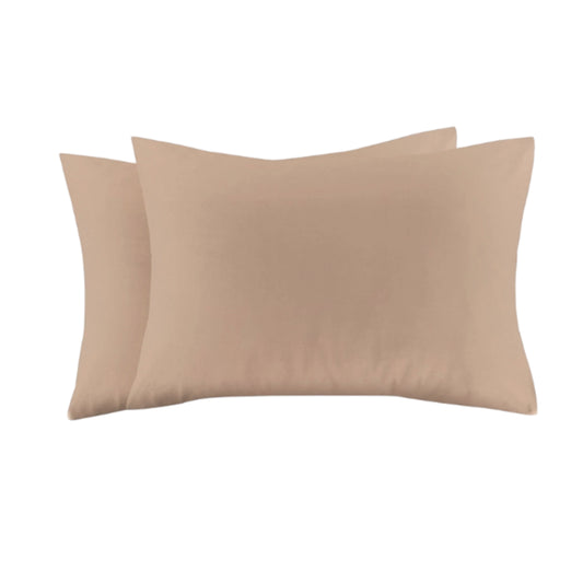 Set van 2 Perkaal Katoenen Kussenslopen Taupe