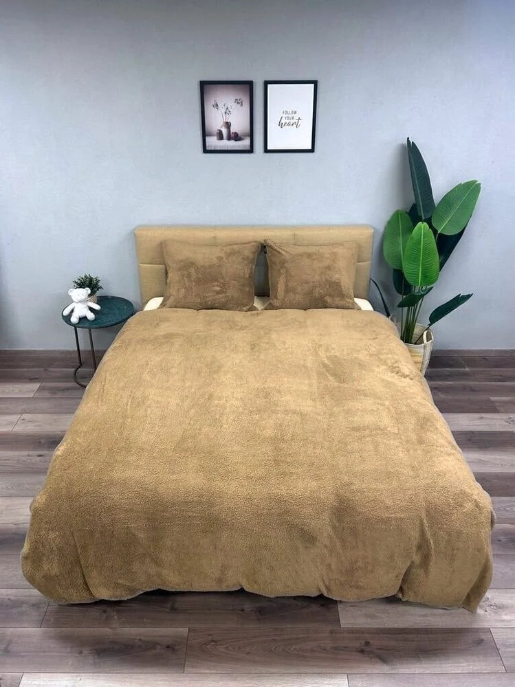 Taupe Teddy Fleece Dekbedovertrek - Warmte & Luxe