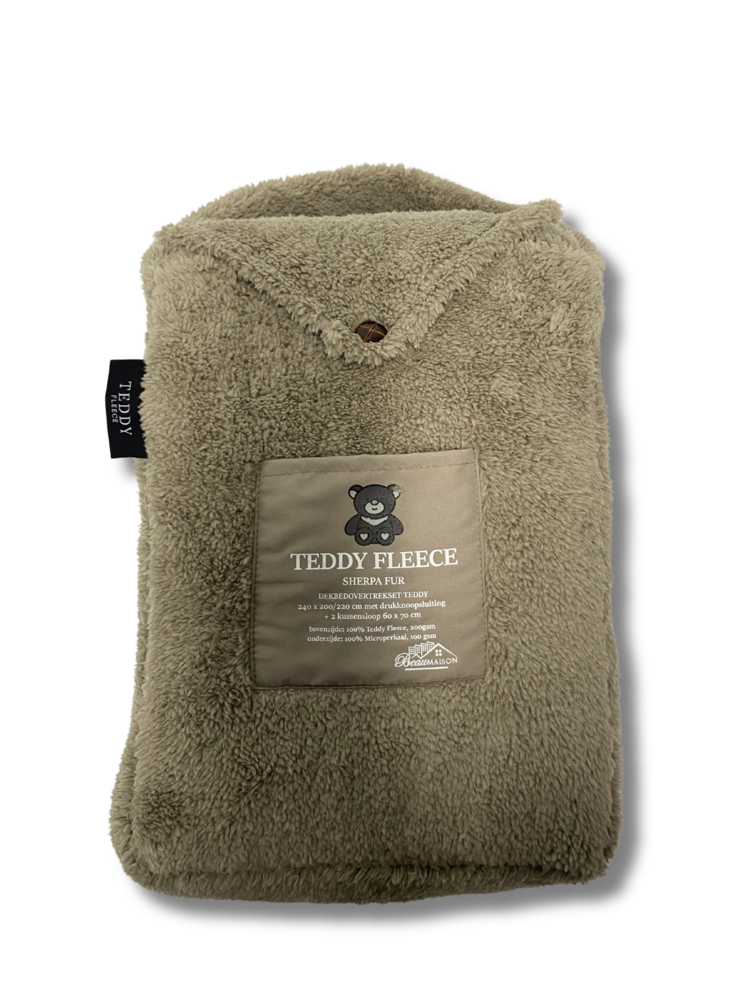 Taupe Teddy Fleece Dekbedovertrek - Warmte & Luxe