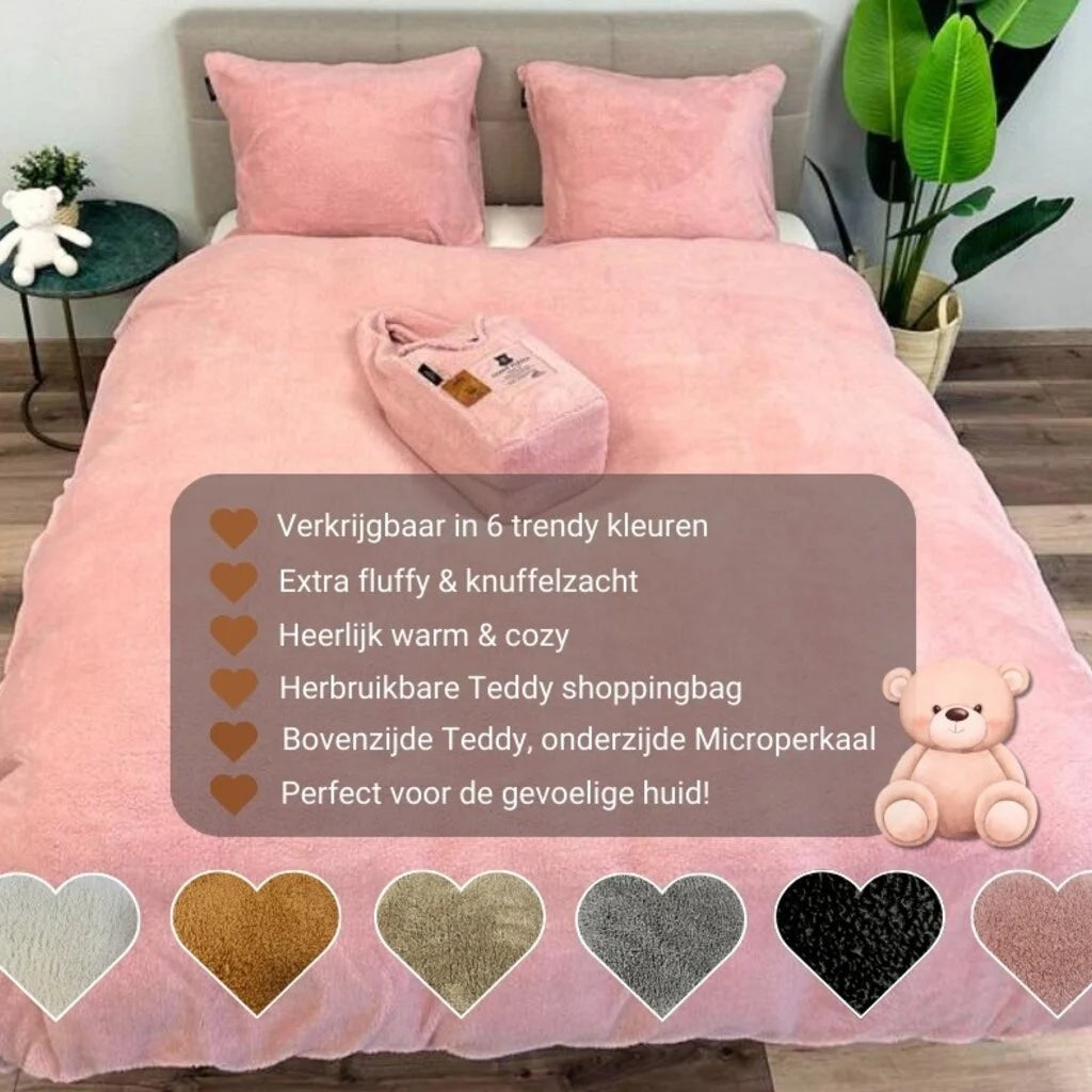 Taupe Teddy Fleece Dekbedovertrek - Warmte & Luxe