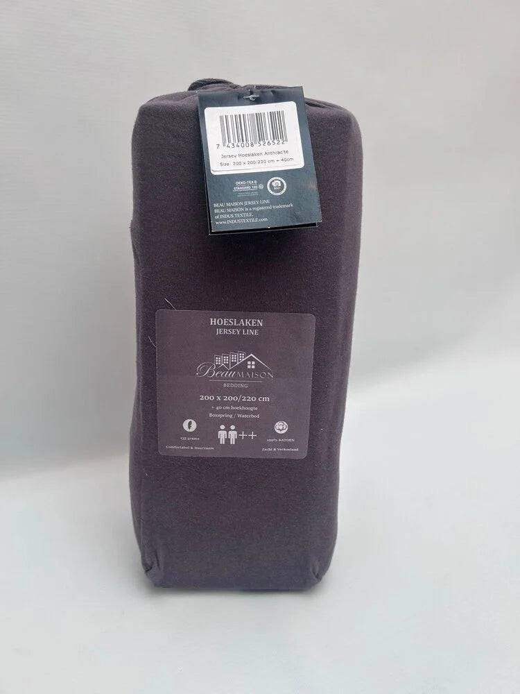 Anthracite Jersey Fitted Sheet | Non-Iron, Perfect Fit &amp; Breathable