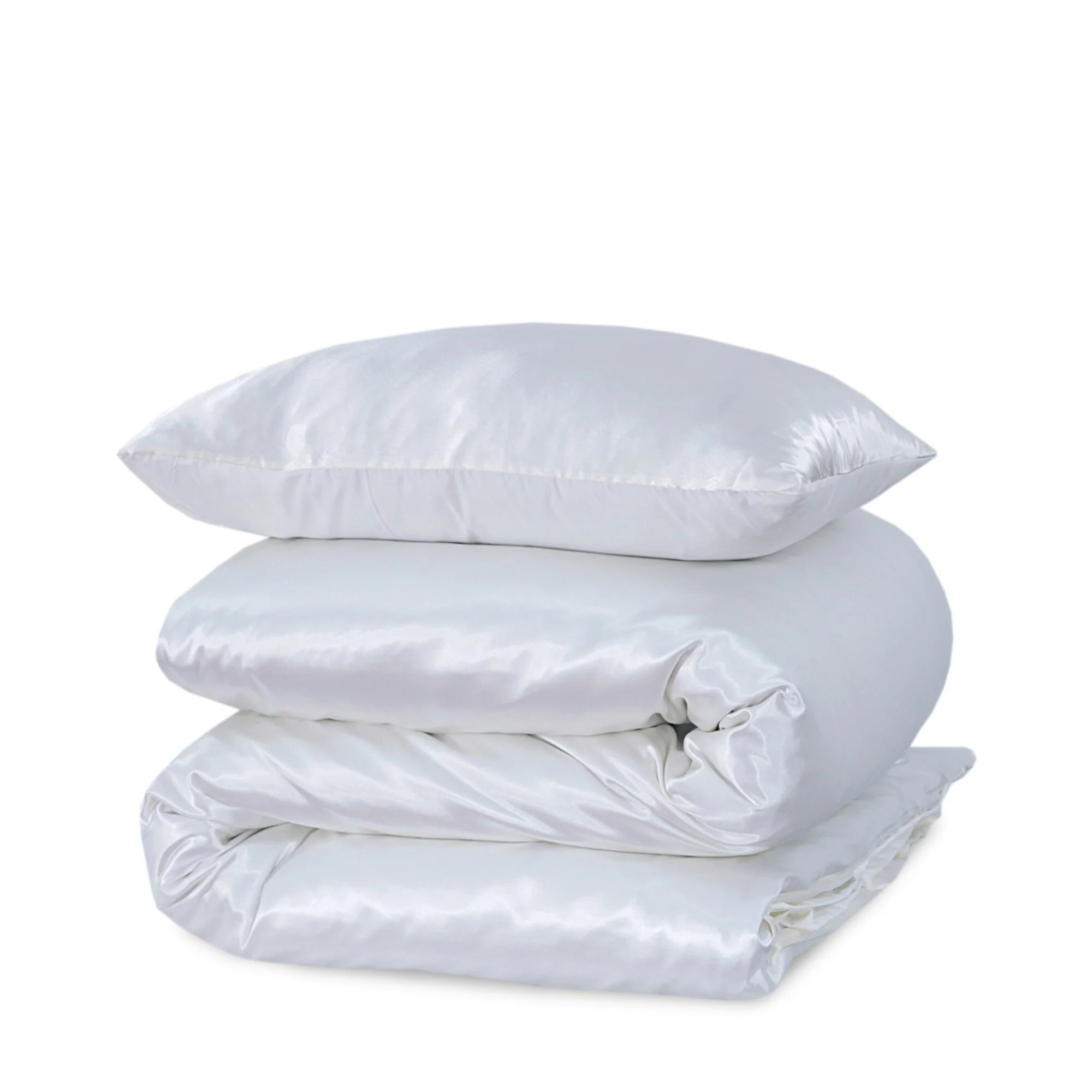 Shiny Satin Duvet Cover White