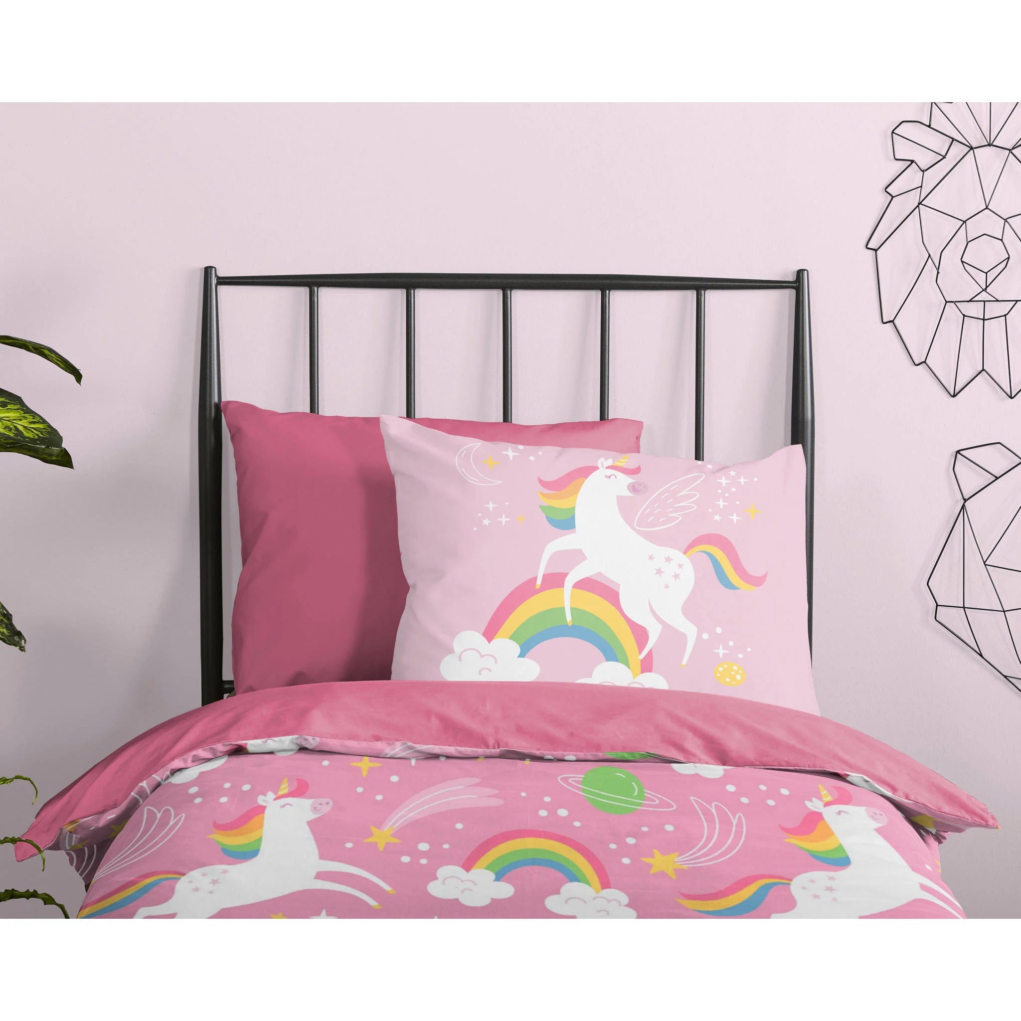 All-in One Lazy Kinderdekbed Unicorn Roze  - Dekbed voor het hele jaar