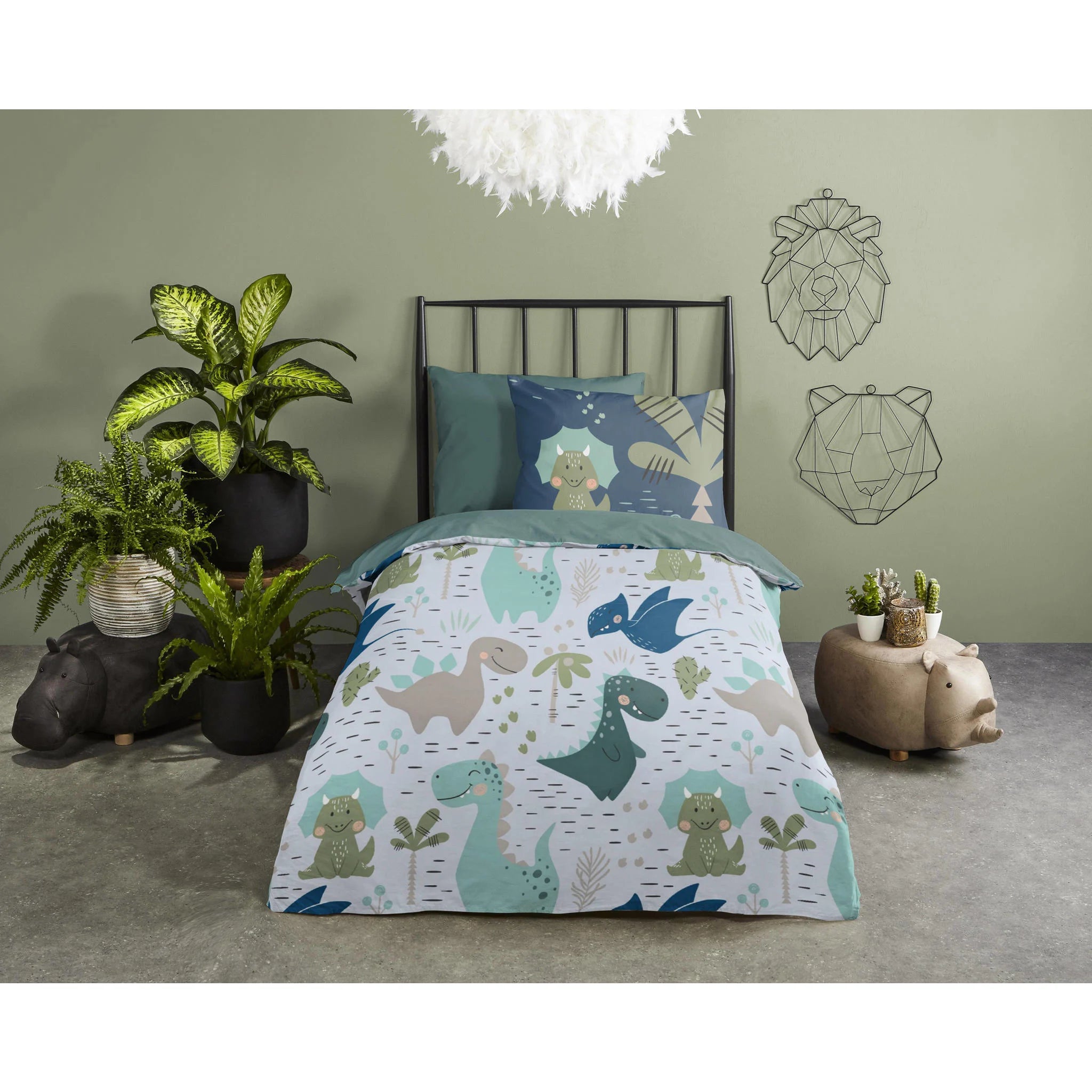 All-in One Lazy Kinderdekbed Dino  - Dekbed voor het hele jaar